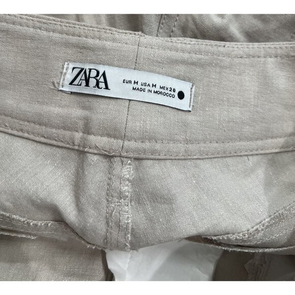 Zara Linen Blend Cargo Pants in Ivory - Picture 5 of 5